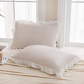 Merryword Beige Pillow Shams Beige And White Reversible King Pillowcases Cute Pillow Cover Set Of 2 Soft Shabby Chic Ruffled Pil