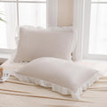 Merryword Beige Pillow Shams Beige And White Reversible Standard Pillowcases Cute Pillow Cover Set Of 2 Soft Shabby Chic Ruffled