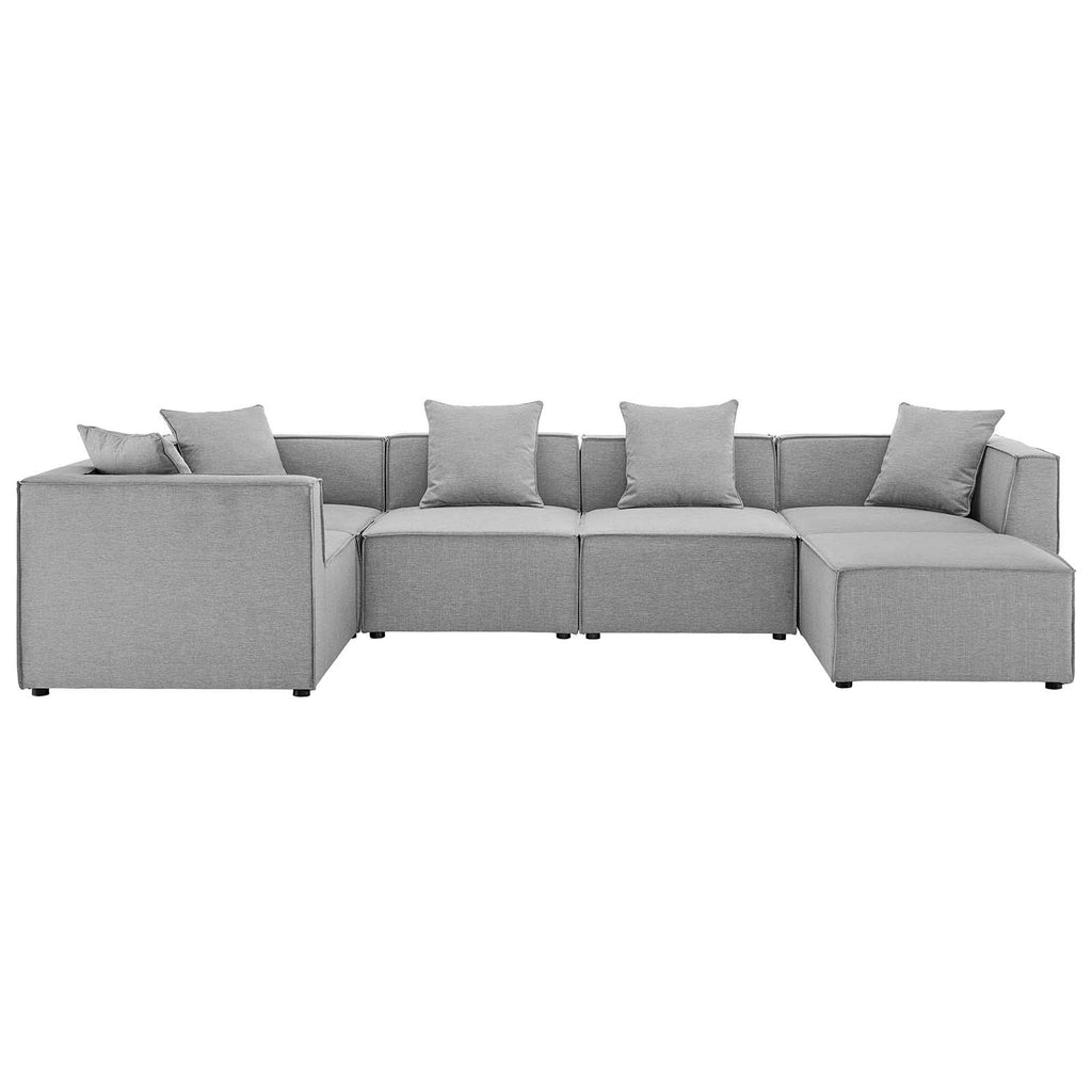 Modway Eei-4386-Gry Saybrook Patio Upholstered Sectional Sofa In Gray, 6-Piece Set