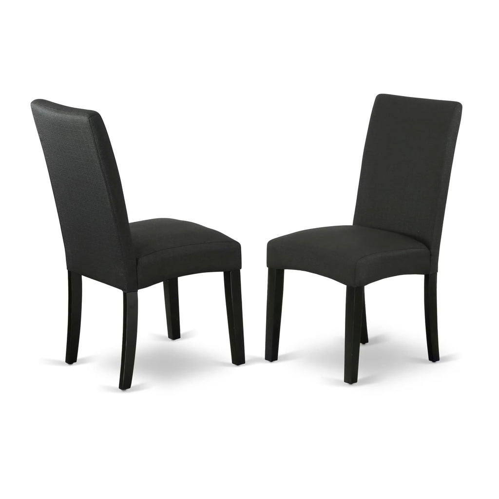 East West Furniture V627Dr124-6 6 Piece Dinette Set Contains A Rectangle Dining Table With V-Legs And 4 Black Color Linen Fabric Parson Chairs With A Bench, 40X72 Inch, Multi-Color