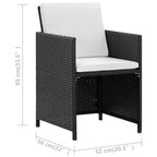 Vidaxl 11 Piece Patio Dining Set With Cushions Poly Rattan Black