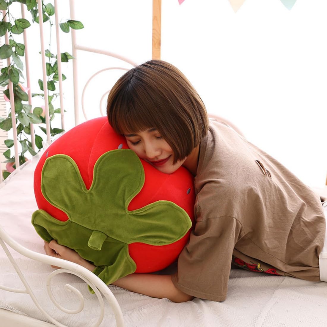 Cute Fruit Kids Pillow Stuffed Strawberry Plush Pillows Super Soft Girls Pillows Cushion Seat For Kids Toys (Red,23.6'/60Cm)1 C