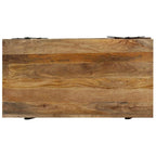 vidaXL Solid Mango Wood Coffee Table with 2 Layers, Powder-Coated Steel Legs, Polished and Lacquered - Rectangular, Industrial-Style, Brown