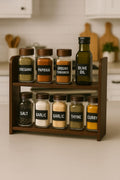 Noyota Wooden Spice Rack Organizer For Kitchen | 2Tier Countertop Storage Shelf For Jars, Condiments & Seasoning Bottles | Spac