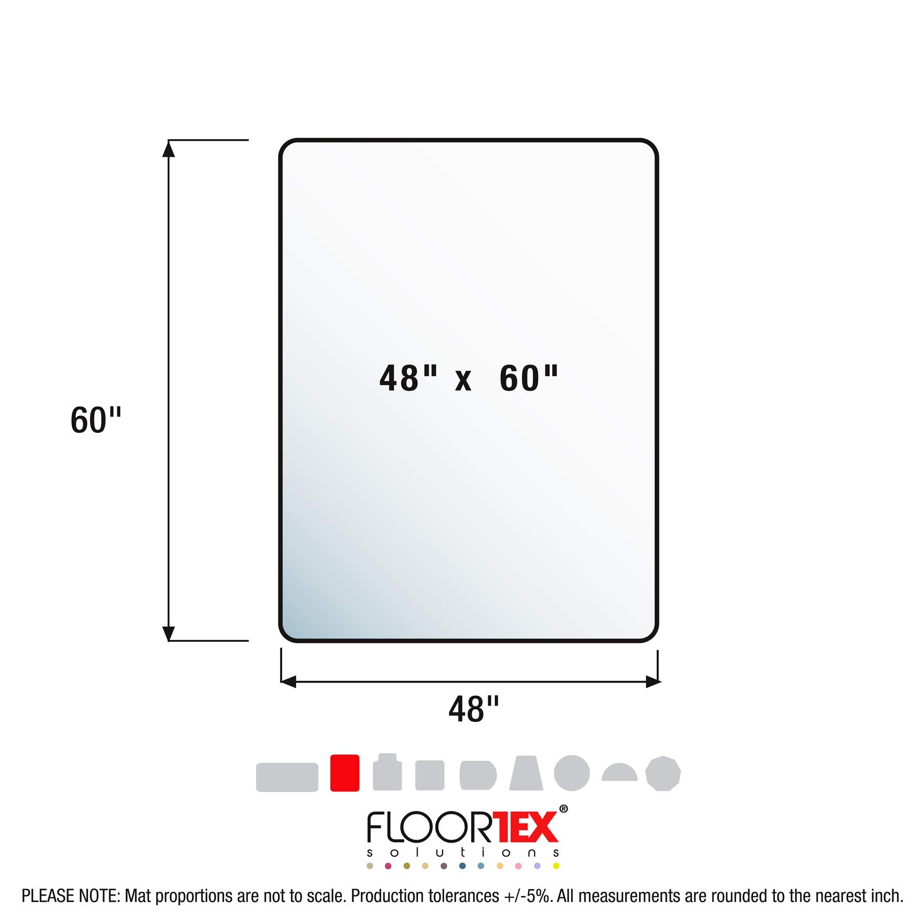 Floortex Chair Mat 48" x 60" for Low Pile Carpets, Clear, Model:FRPF1115225EV