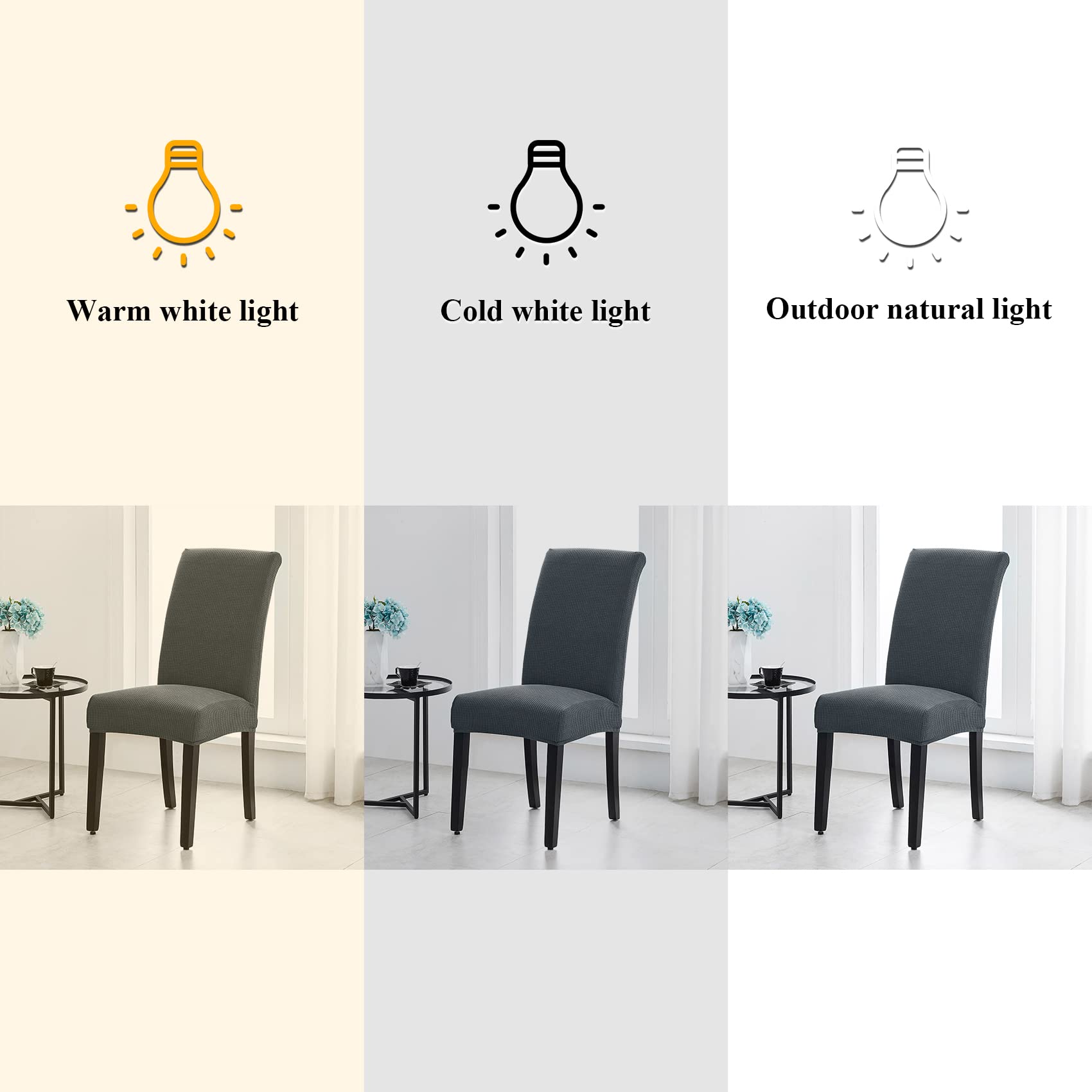 Joccun Chair Covers For Dining Room Set Of 2,Water Repellent Dining Chair Slipcovers Stretch Dining Room Chair Covers Seat Protector,Washable Parsons Chair Cover For Home,Hotel,Banquet(Gray,2 Pack)