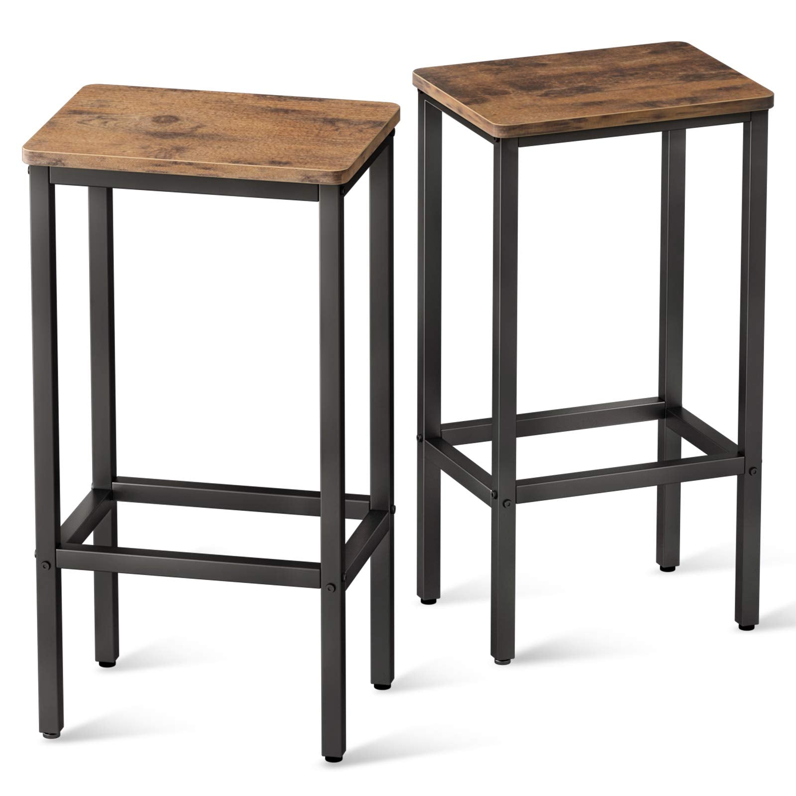 ODK Bar Stools Set of 2, Counter Height Stools, 25.6 Stools for Kitchen with Footrest, Industrial Footstools Vintage