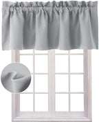 Hiasan Valance Curtains For Kitchen Blackout Thermal Insulated Solid Window Curtain Valance, Silver Grey, 42 X 18 Inches, 1 Panel
