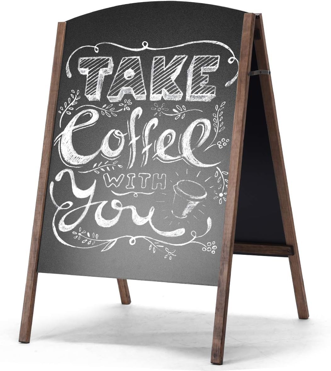 Goflame A-Frame Chalkboard 40' X 26', Standing Sidewalk Easel Double-Sided, Wooden Folding Chalkboard Sandwich Sign For Office