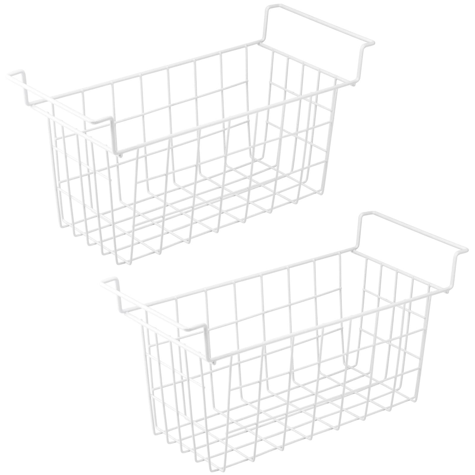 Orgneas 16.5 Inch Freezer Organizer Bins, Metal Wire Basket Bins, Replaces Chest Freezer Basket, Hangable, Sturdy, White