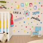 Iarttop School Wall Decal, Stay Positive Colorful Polka Dots Wall Stickers, Inspirational Quote Sticker, Chemistry Proton Wall A