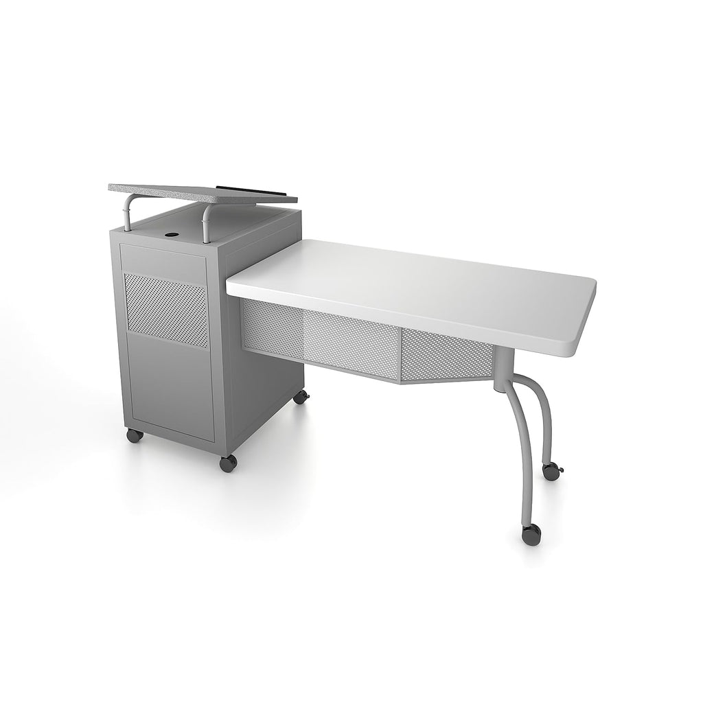Oklahoma Sound Edupod Series Adjustable 37-Inch -45-Inch H, Teacher'S Desk Lectern Combo, Grey Hammer Tone (Edpd)