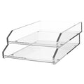 Kantek Clear Acrylic Double Letter Tray, 2 Tier Stackable Desk Organizer, Front Loading, 10.6' X 13.9' X 4.8', Non-Skid Feet,