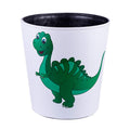 Scakbyer 10L/2.64 Gallon PU Leather Trash Can Cartoon Dinosaur Decorative Waterproof Wastebasket Paper Basket for Childrens Bedr