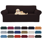 2025 New Stretch Oversized Sofa Slipcovers Couch Sofa Cover For 4 Seater Furniture Protector Covers With Elastic Bottom Jacquard Fabric Small Checks For Pets, Kids - Chocolate