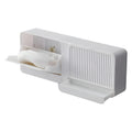 Wall Mounted Two Soap Box with Lid Durable Bathroom and Kitchen Soap Holder with draining Tray and Self Adhesive Tape (White)