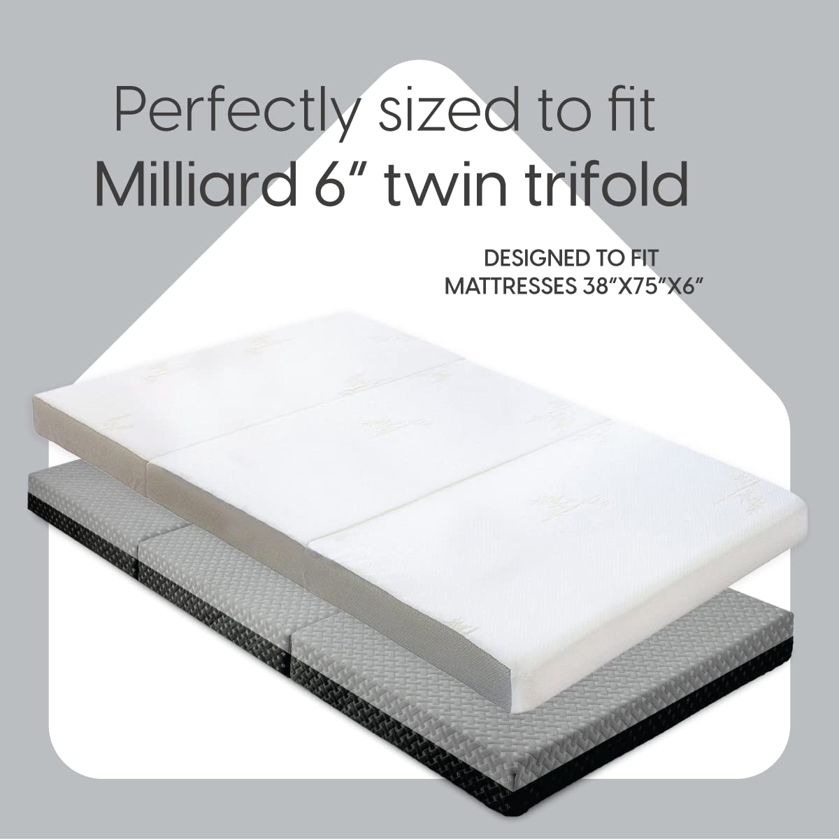 Fitted Sheet For The Milliard Trifold Mattress, Super Soft And Cozy Washable Grey Sheet (Single, 4')