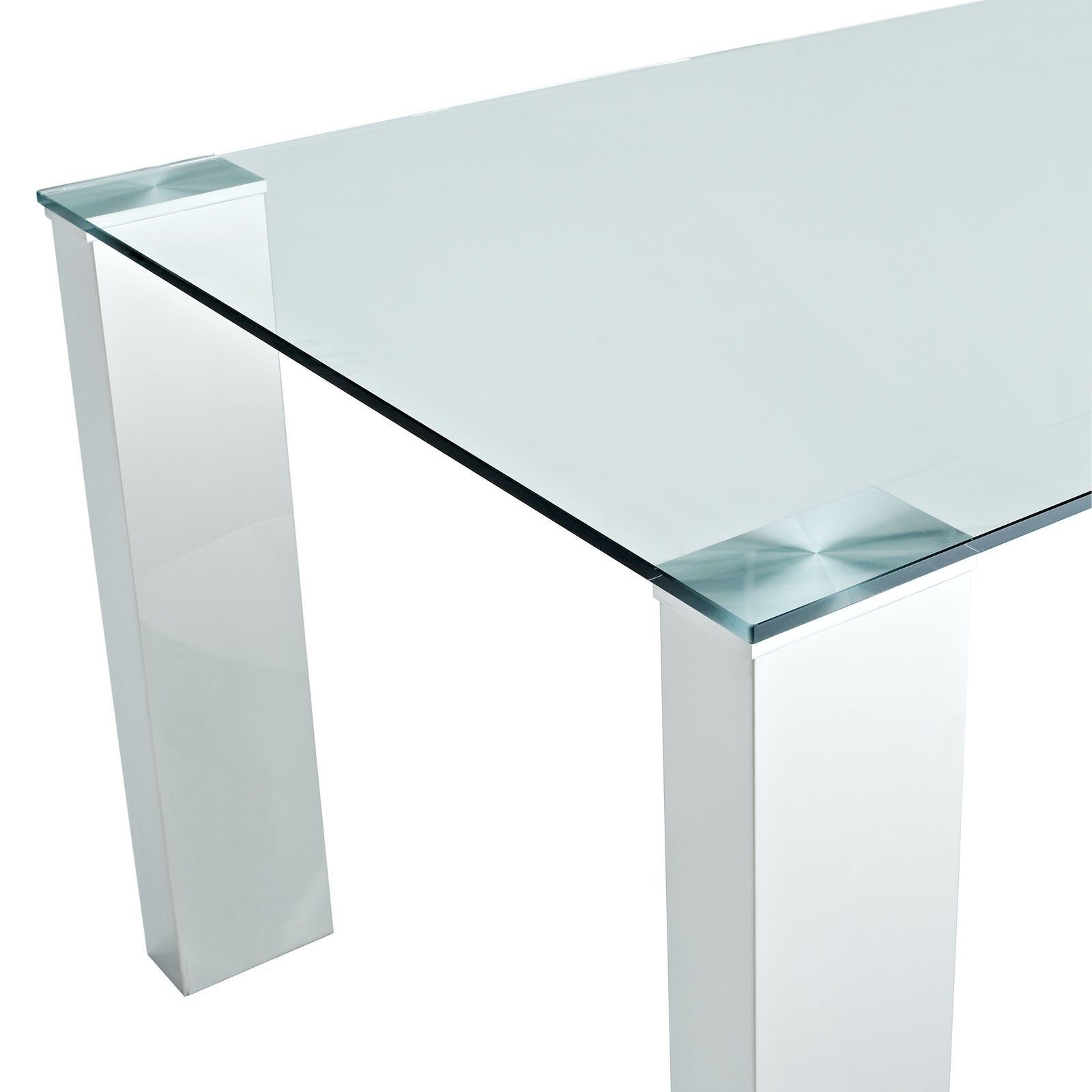 Glass Top Dining Table With Stainless Steel Legs