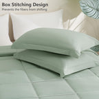 Cozylux Queen Comforter Set - Sage Green Comforter Queen Size, 3 Pieces Box Stitched Bed Set For All Seasons, Soft Lightweight Bedding Sets With 1 Down Alternative Comforter And 2 Pillow Shams