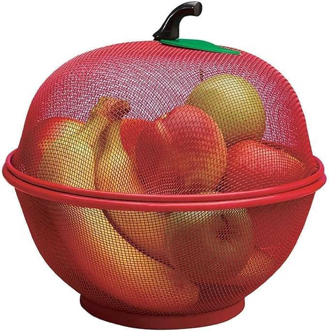 Zorista Apple Shape Net Fruits Basket For Kitchen Fruit Basket With Net Cover, Vegetables & Fruit Bowl For Dining Table, Fruit S