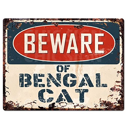 Beware of Bengal CAT Chic Sign Vintage Retro Rustic 9x 12 Metal Plate Store Home Room Wall Decor Gift