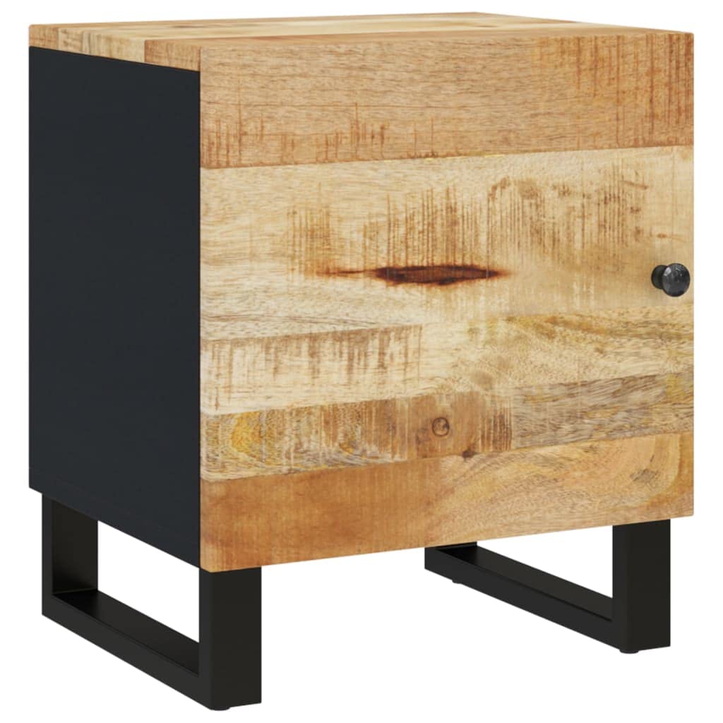 vidaXL Bedside Cabinet in Solid Wood Mango and Iron with Black Frame, Industrial Charm for Home Interior