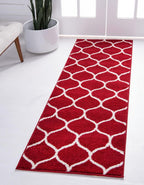 Unique Loom Trellis Frieze Collection Area Rug - Rounded (2' X 6' 1'' Runner, Red/ Ivory)