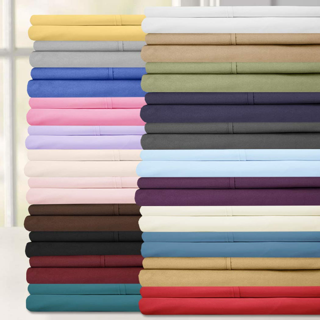Sweet Home Collection 6 Piece 1500 Supreme Collection Brushed Microfiber Deep Pocket Sheet Set-2 Extra Pillow Cases, Great Value, Split King, Yellow