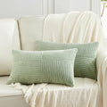 Fancy Homi 2 Packs Sage Green Lumbar Decorative Throw Pillow Covers 14X24 Inch For Couch Bed, Rustic Farmhouse Boho Home Decor,