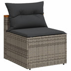 vidaXL Outdoor Patio Sofas 2 Pcs - Gray PE Rattan Armless Chairs with Cushions, Modular Seating for Garden/Deck