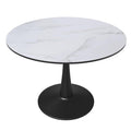 Bristol 40 round dining table Black base with marbled MDF top