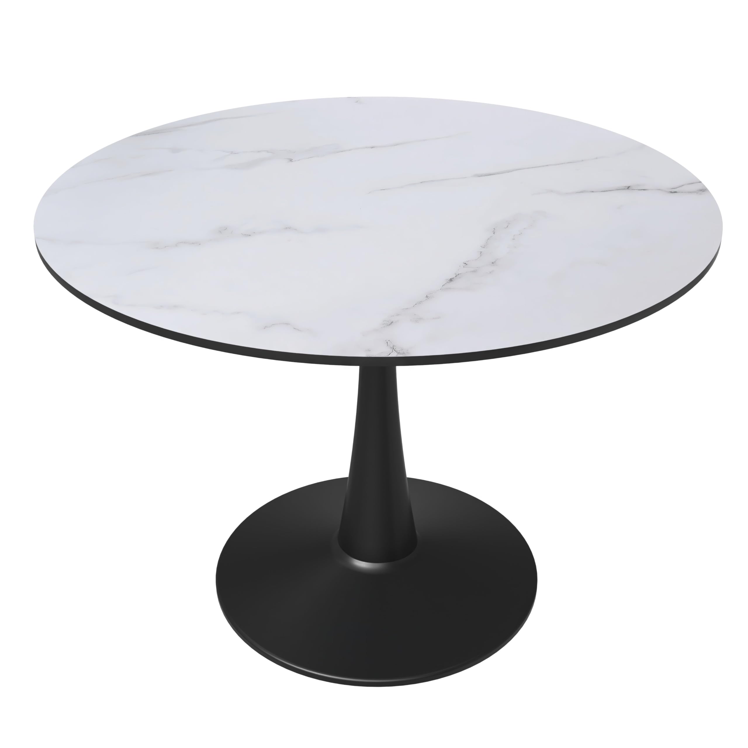 Bristol 40 round dining table Black base with marbled MDF top