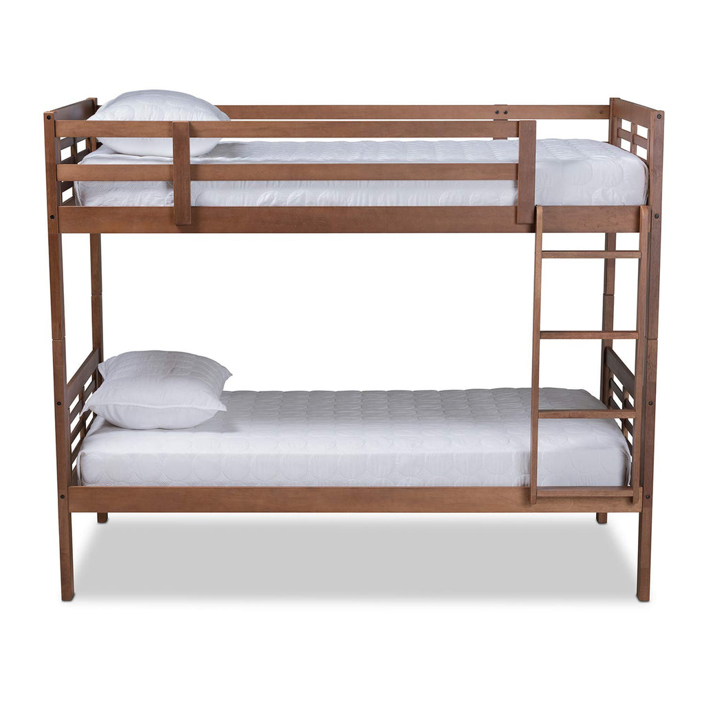 Baxton Studio Liam Modern and Contemporary Walnut Brown Finished Wood Twin Size Bunk Bed
