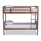 Baxton Studio Liam Modern and Contemporary Walnut Brown Finished Wood Twin Size Bunk Bed