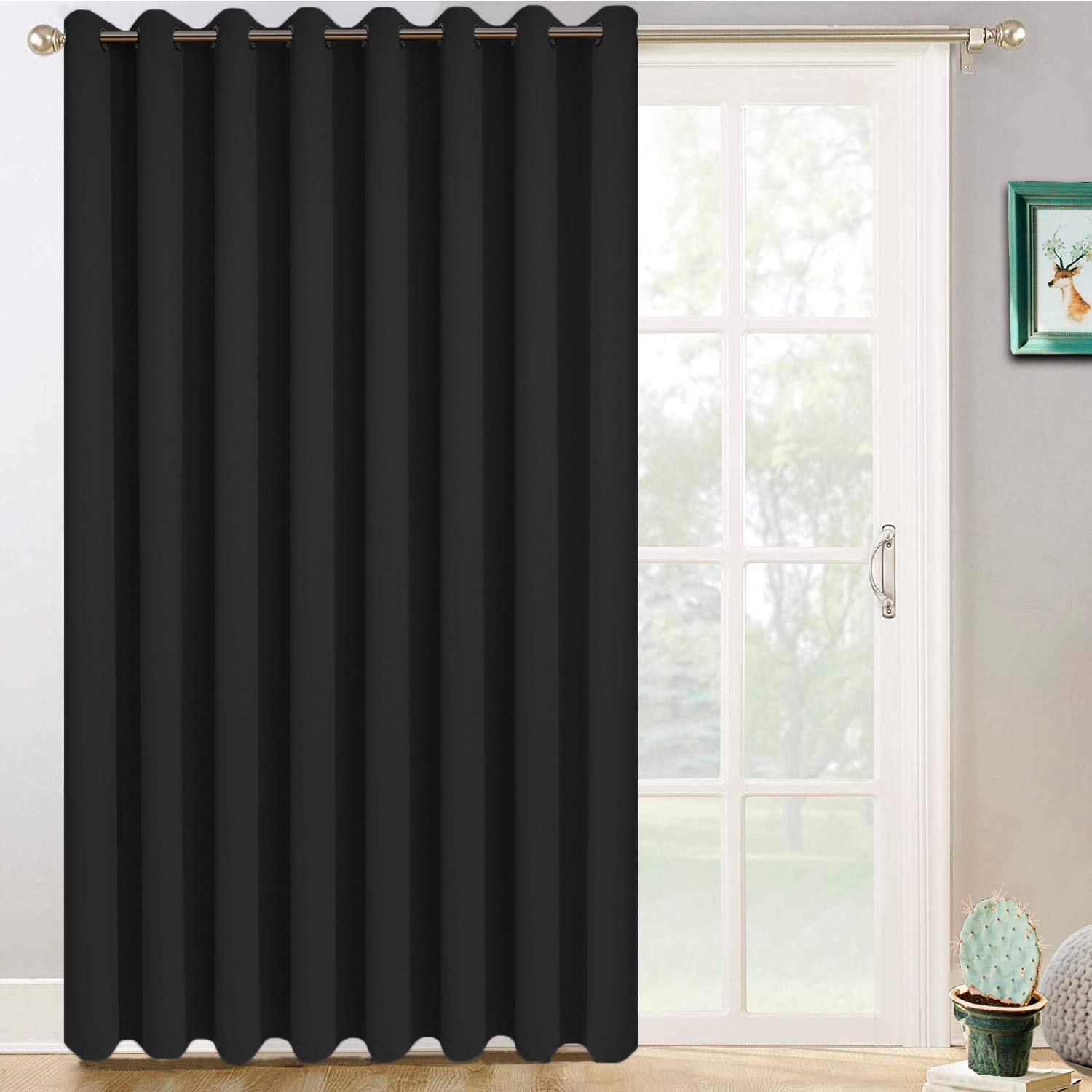 Yakamok Blackout Sliding Glass Door Curtains, Thermal Insulated Window Treatment Drapes For Patio Doors, Grommet Extra Wide Curt