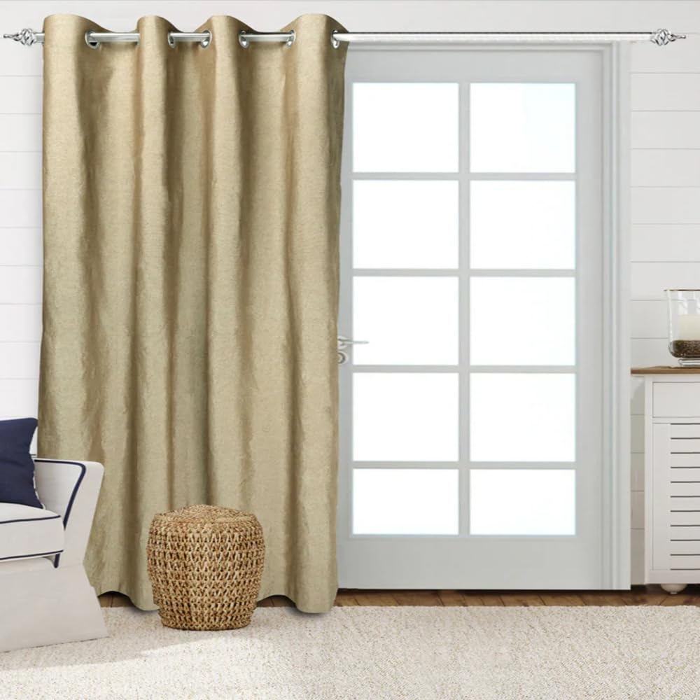 Saral Home Solid Handmade Cotton Room Darkning Door Curtains 1 pc, Beige 4x7 feet