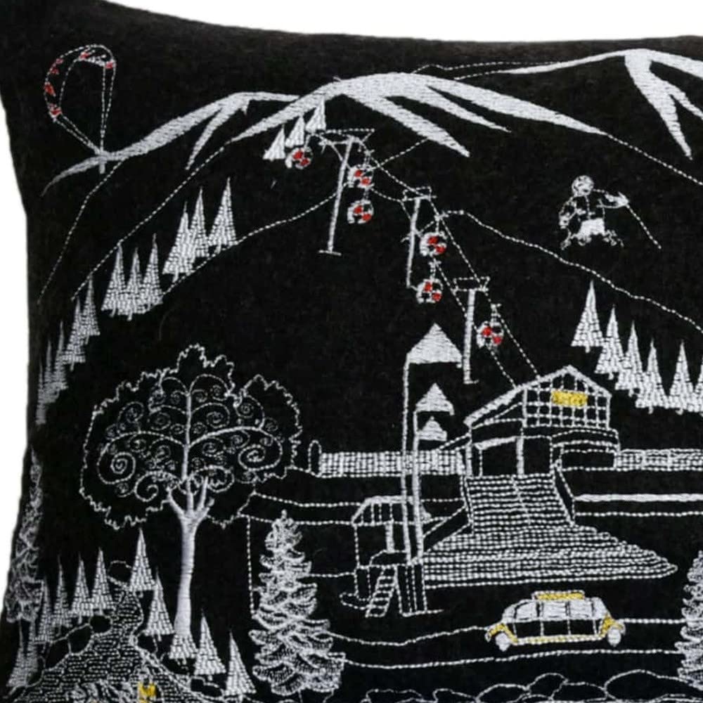 HomeRoots Grey 45' Black Aspen Nighttime Skyline Lumbar Decorative Pillow