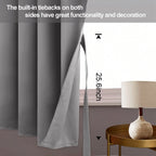 Jiuzhen Blackout Curtains With Tiebacks - Thermal Insulated, Light Blocking And Noise Reducing Grommet Curtain Drapes For Bedroom And Living Room, Set Of 2 Panels, 42 X 54 Inch Length, Light Grey
