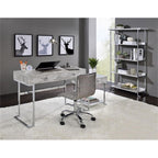 Acme Tigress Faux Marble Top Writing Desk with 2 Drawers in White and Chrome
