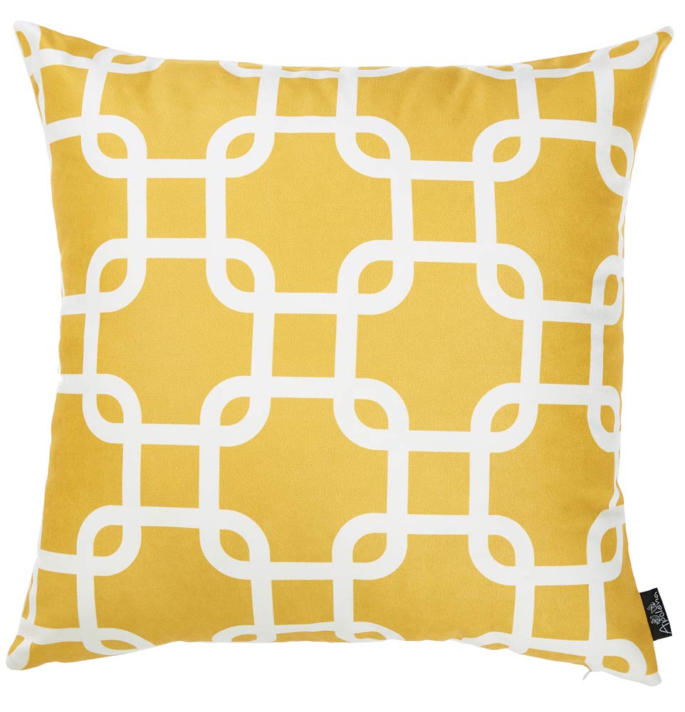 Pillows HomeRoots Multi Polyester 18'x18'Yellow Latice Decorative Throw Cover Printed