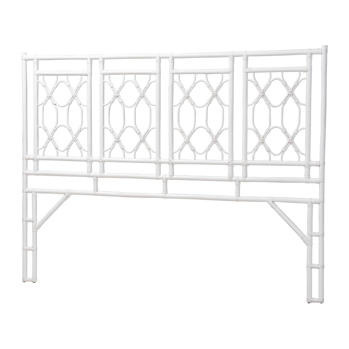 bali & pari Sampson Bohemian White Rattan King Size Standalone Headboard