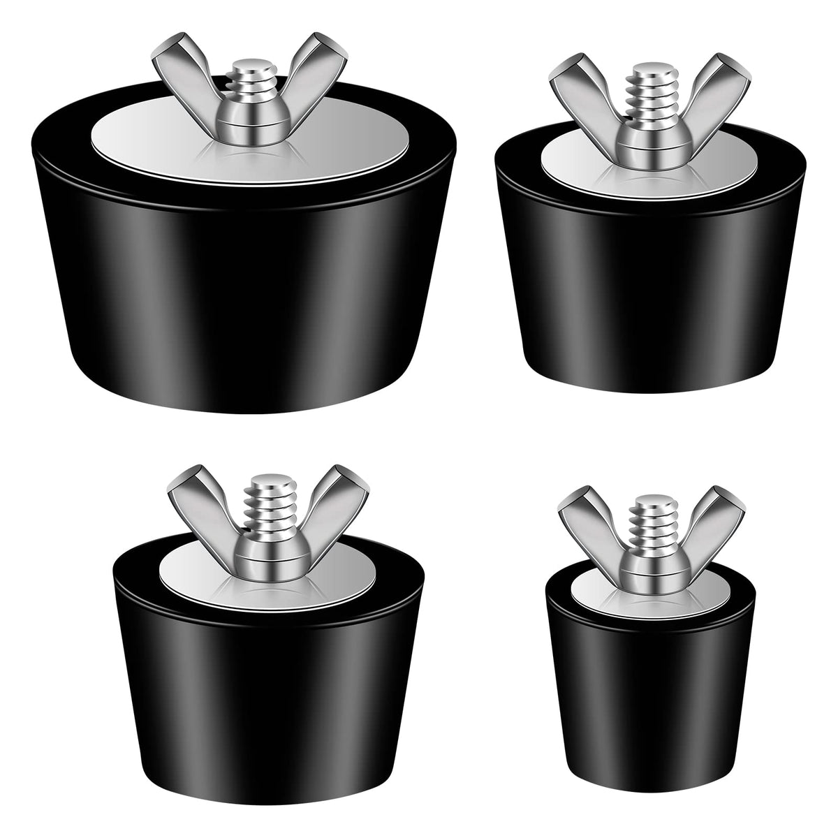 4 Pack 3 Size Pool Return Plugs Pool Skimmer Plug, Pool Winterizing Plug Pool Plugs With Stainless Steel Screw For Inground Pool