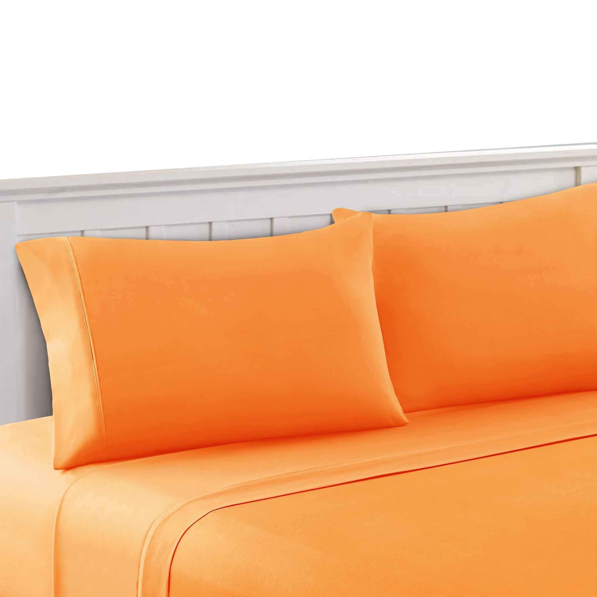 TUP THE URBAN PORT Bezons 3 Piece Twin Size Plain Sheet Set, Orange