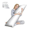 Huxmeyson Body Pillow With Satin Pillowcase, Cooling Body Pillows For Adults, Long Pillow For Bed With Removable Cover, White (2