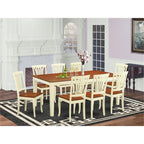East West Furniture QUAV9-WHI-W 9 Piece Modern Dining Table Set Includes a Rectangle Wooden Table with Butterfly Leaf and 8 Dining Room Chairs, 40x78 Inch, Buttermilk & Cherry