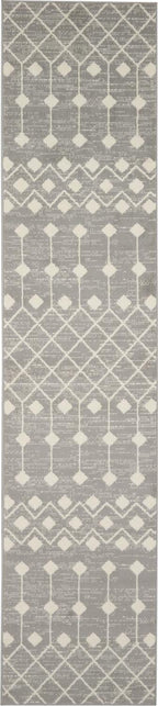 Nourison Grafix Moroccan Grey 2'3' X 7'6' Area Rug, Easy Cleaning, Non Shedding, Bed Room, Living Room, Dining Room, Kitchen (