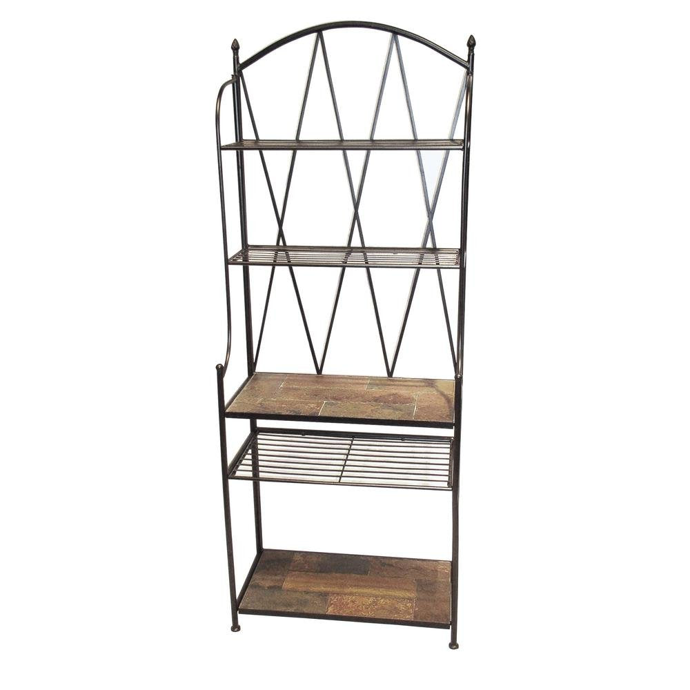 4D Concepts Baker'S Rack With Slate Top, Metal/Slate