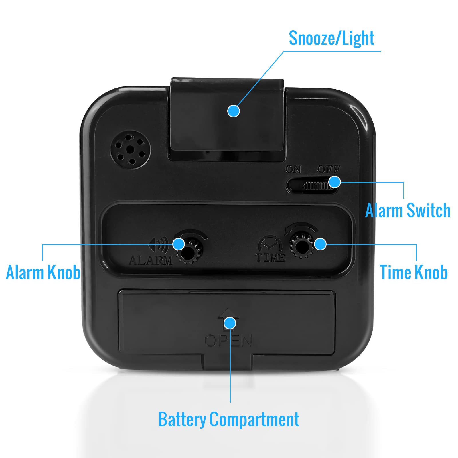 Lamisola Small Battery Operated Analog Alarm Clock, Travel Clock,Quieter Bedside Clocks For Bedrooms Bathroom Shelf Desk,Black