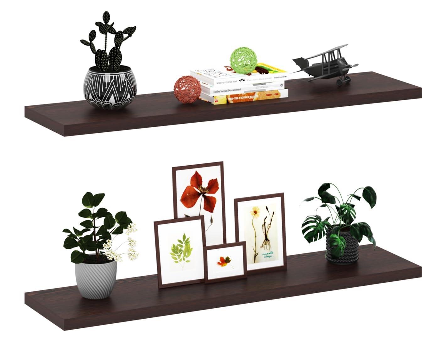 Captiver Mdf Wood Wall Mount Decor Shelf Stand 2 Tier (10X40 Cm, Wenge) Kitchen Storage Living Room Bedroom Office Shop Home Dec