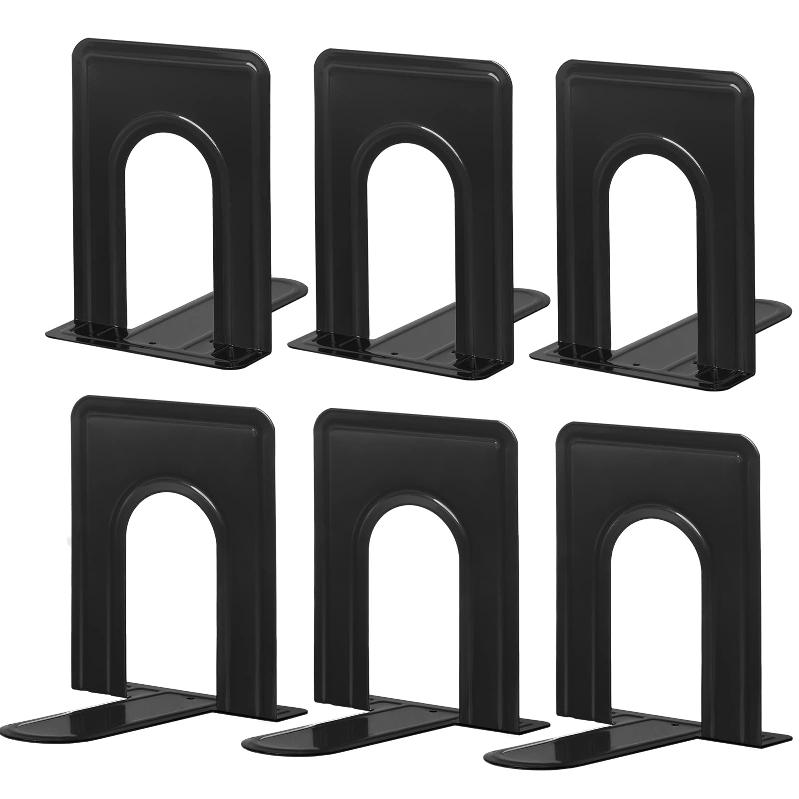 Happyhapi Bookends, Book Ends, Metal Bookend For Shelves, Non-Skid Book End To Hold Books, Black Book Stopper/Holder For Office